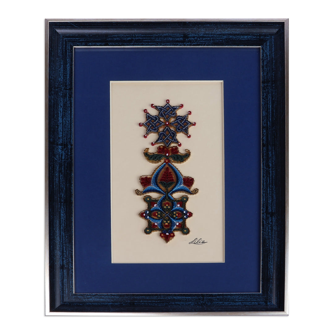 Artisan-Made Folk Art Cross Paper Wall Accent from Armenia - Precious Devotion