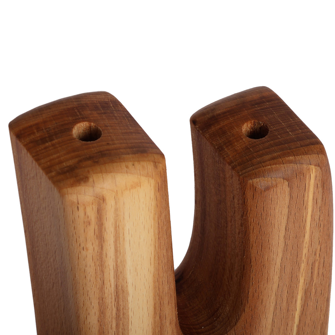 Hand-Carved Abstract-Themed Brown Beechwood Decorative Vase - Twin Nature