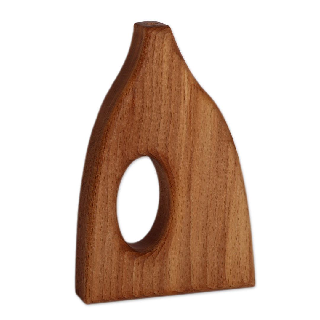 Modern-Themed Carved Natural Brown Beechwood Decorative Vase - Void in Nature