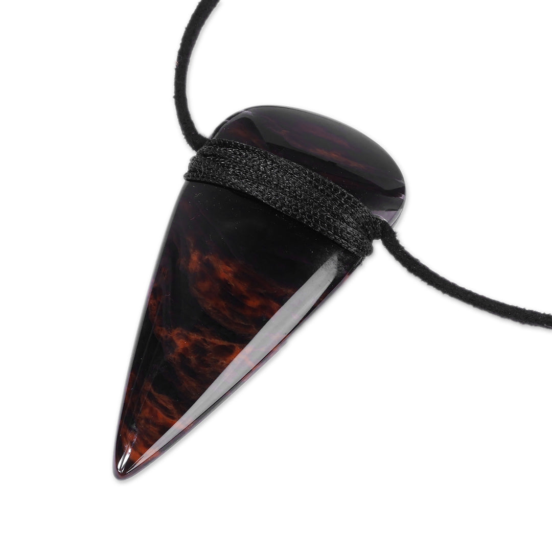 Bohemian-Inspired Handmade Natural Obsidian Pendant Necklace - Warrior Symbol