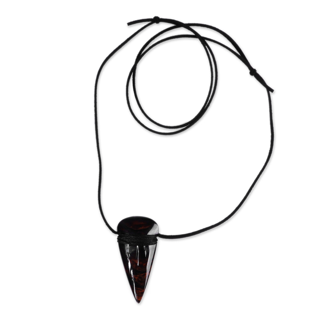 Bohemian-Inspired Handmade Natural Obsidian Pendant Necklace - Warrior Symbol