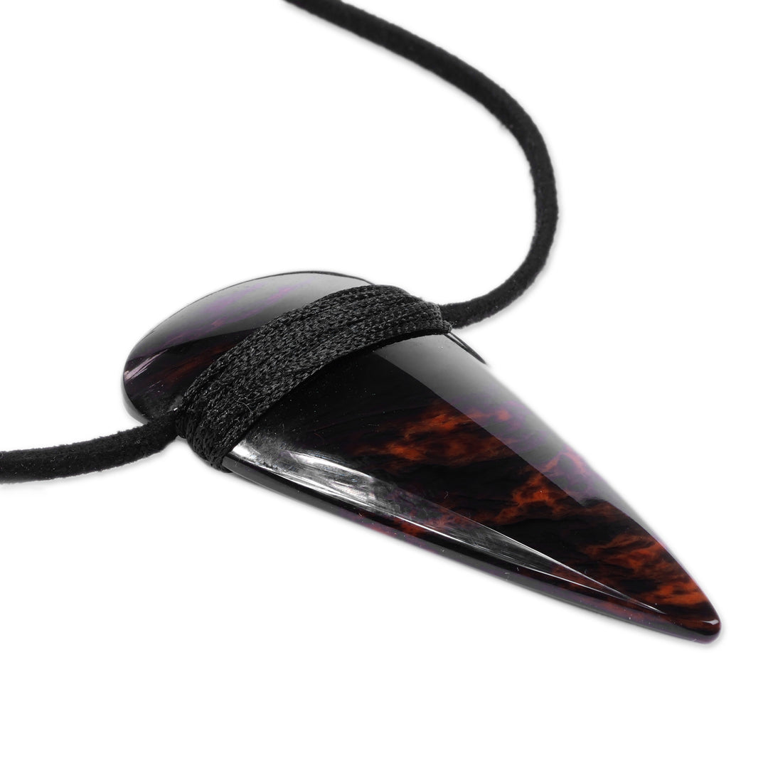 Bohemian-Inspired Handmade Natural Obsidian Pendant Necklace - Warrior Symbol