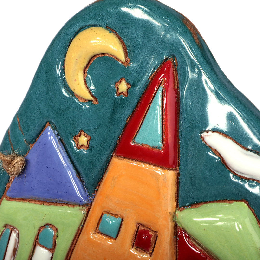 Hand-Painted Glazed Ceramic Wall Art with Armenian Cottages - Cottage Splendor
