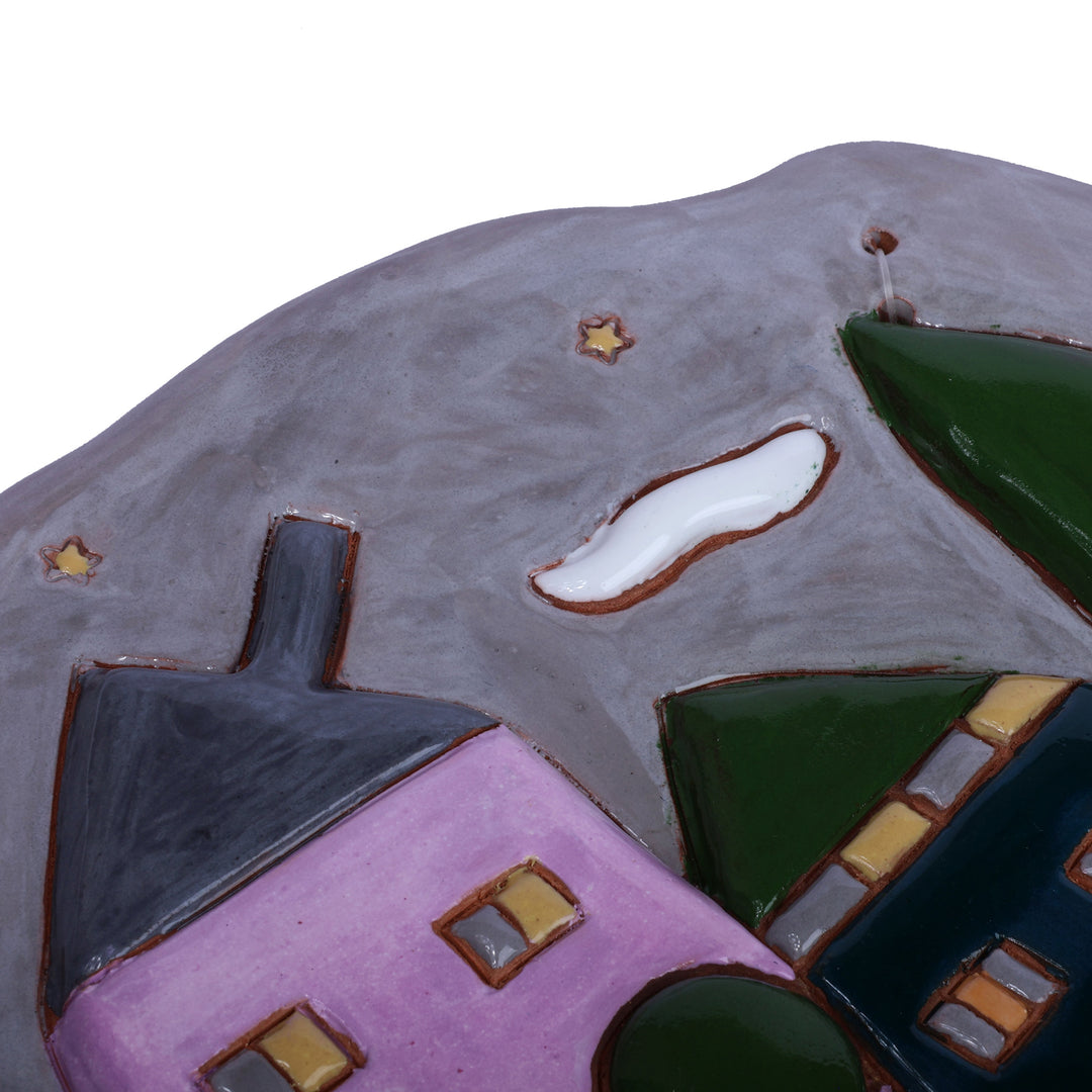 Hand-Painted Naïf Ceramic Cottage Wall Art Made in Armenia - Cottage Memory