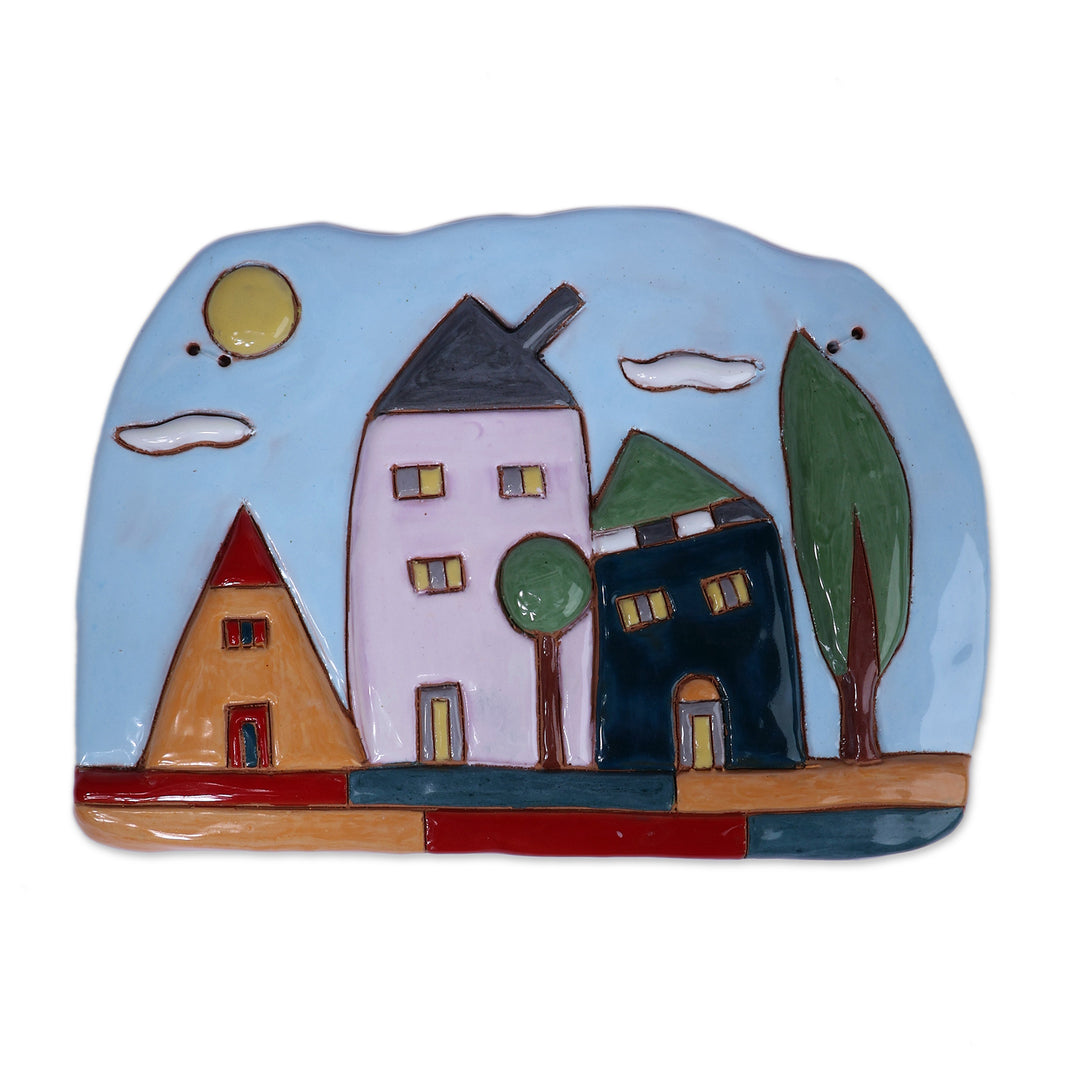 Armenian Cottage Glazed Ceramic Wall Art Painted by Hand - Cottage Allure