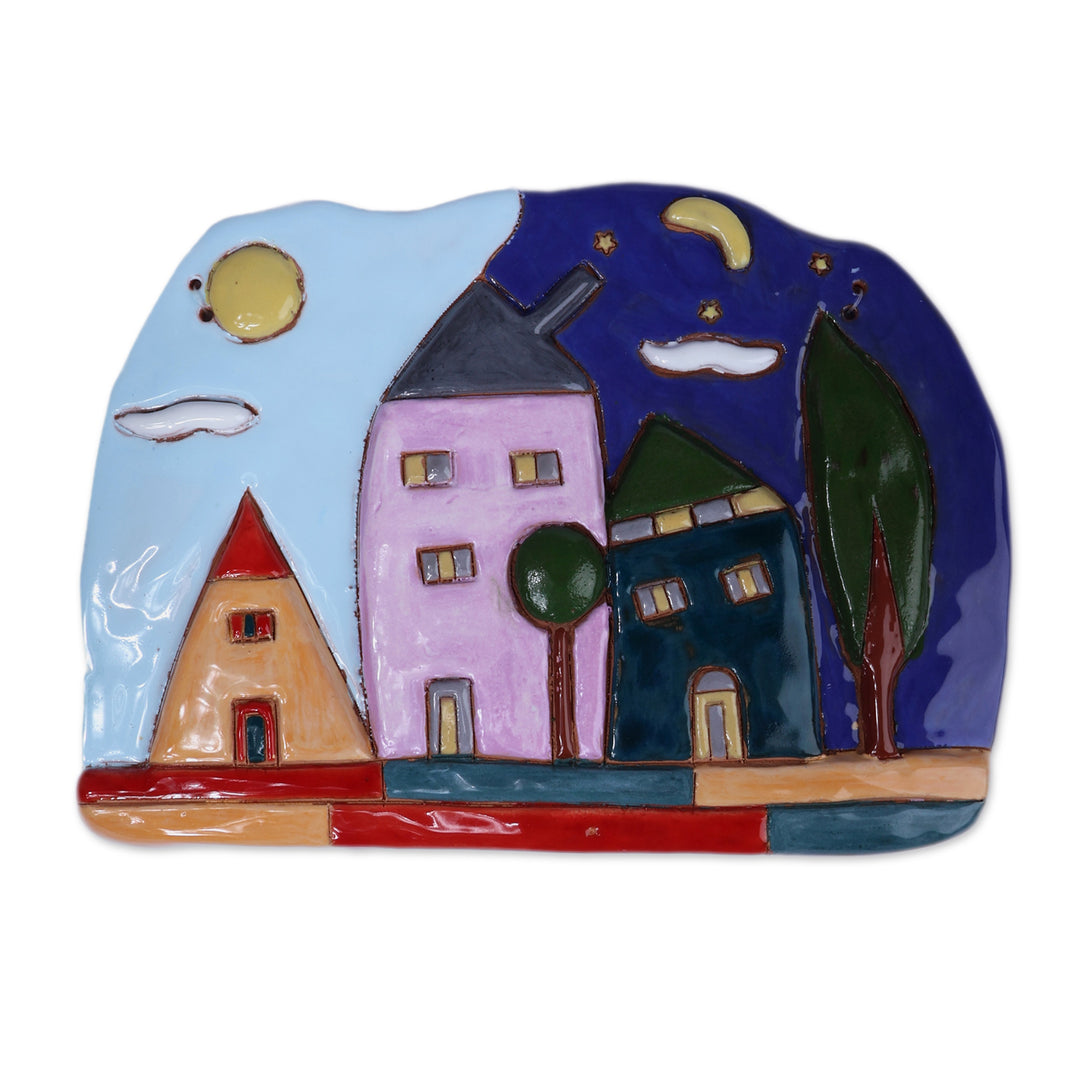 Glazed Ceramic Cottage Wall Art from Armenia Painted by Hand - Cottage Fantasy