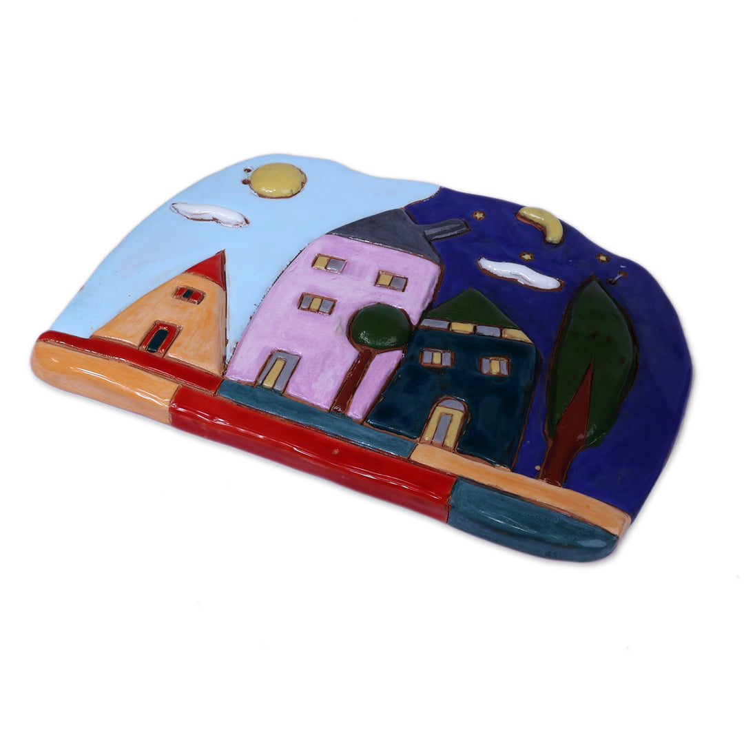 Glazed Ceramic Cottage Wall Art from Armenia Painted by Hand - Cottage Fantasy