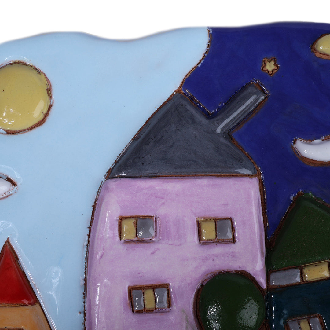 Glazed Ceramic Cottage Wall Art from Armenia Painted by Hand - Cottage Fantasy