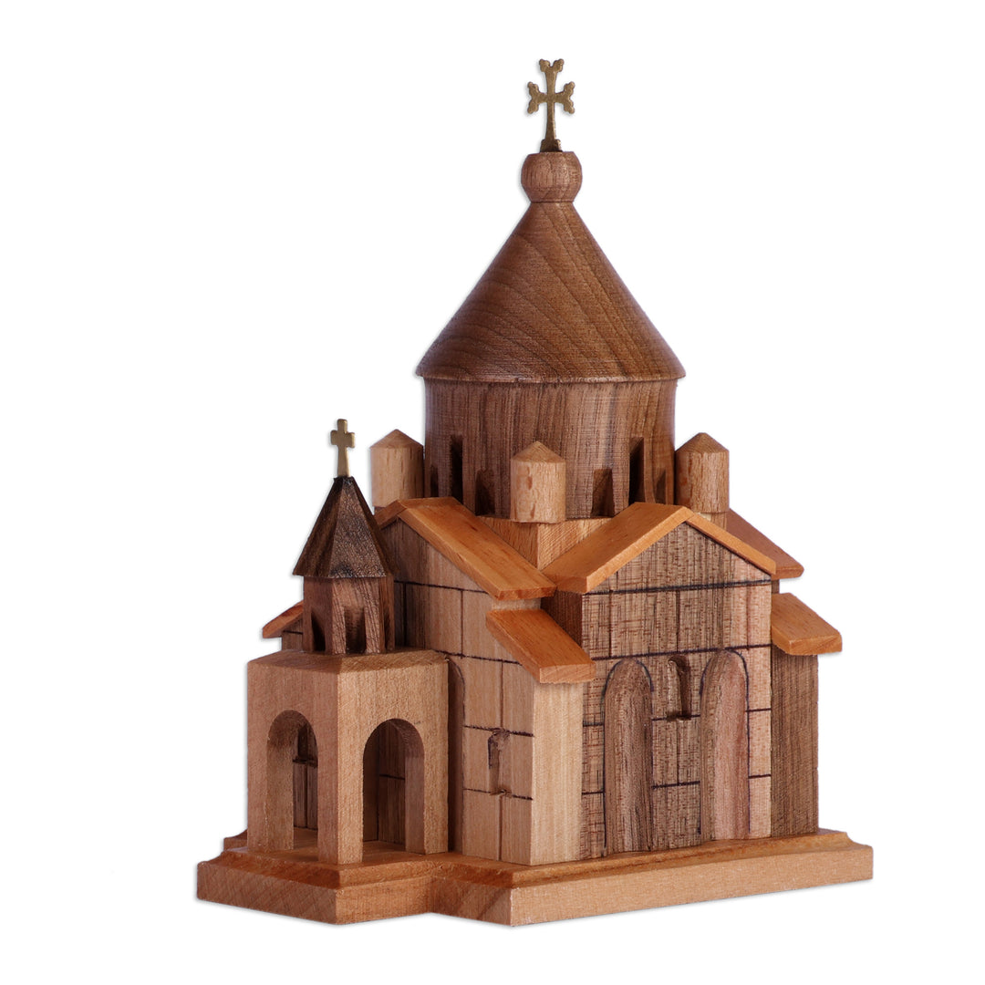 Handcrafted Folk Art Saint Hripsime Beech Wood Sculpture - Saint Hripsime Church