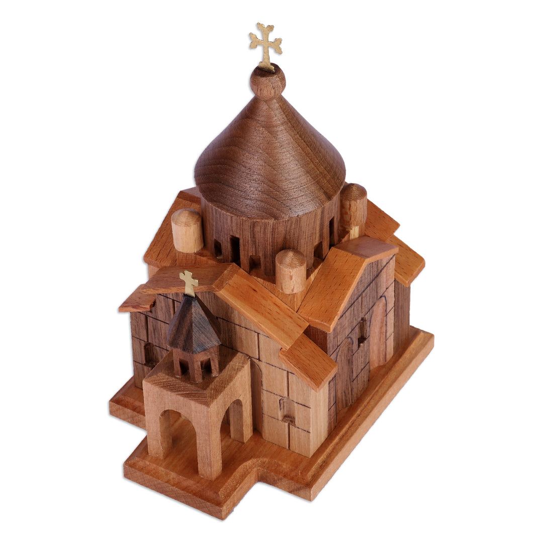 Handcrafted Folk Art Saint Hripsime Beech Wood Sculpture - Saint Hripsime Church