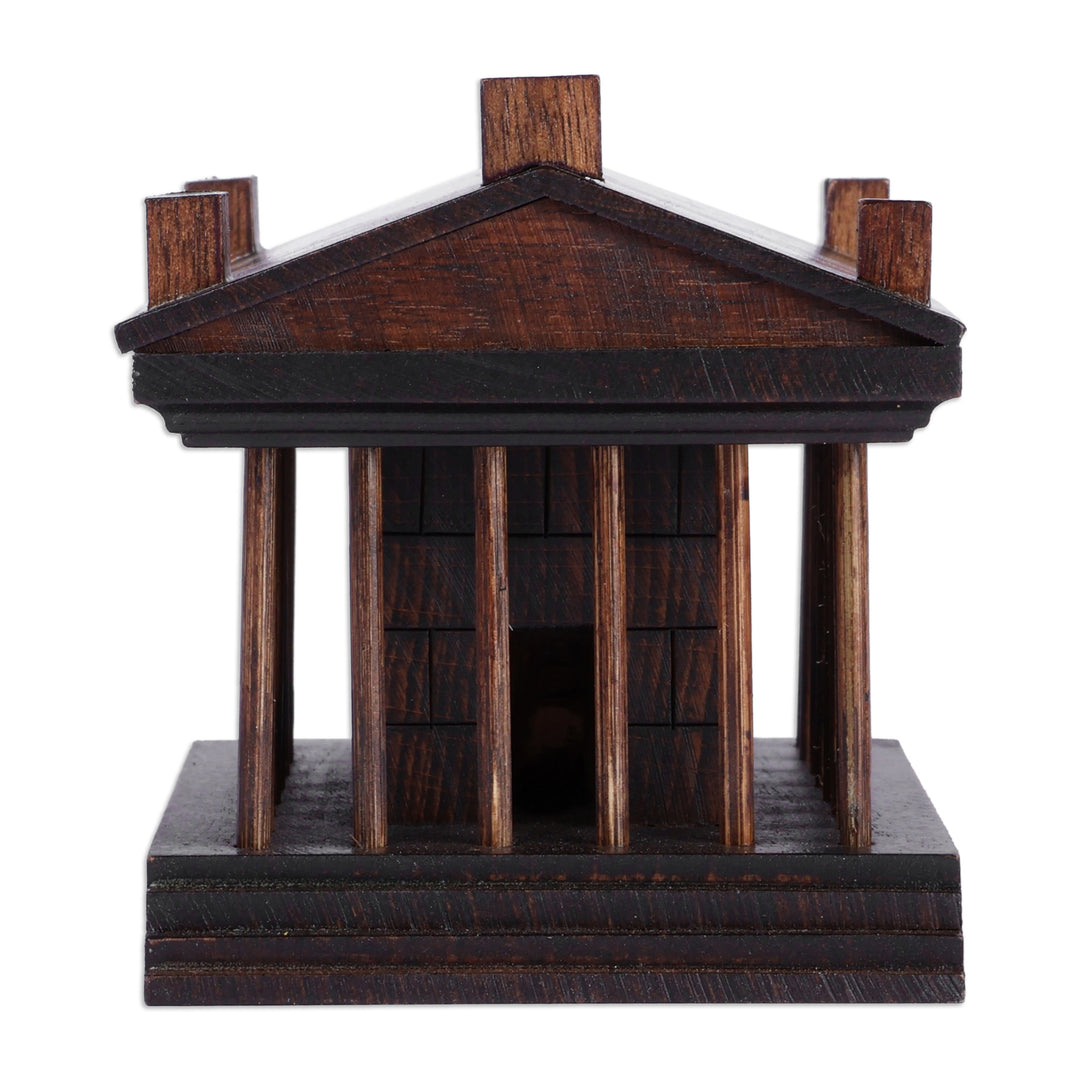 Artisan-Made Folk Art Garni Temple Beech Wood Sculpture - Garni Temple