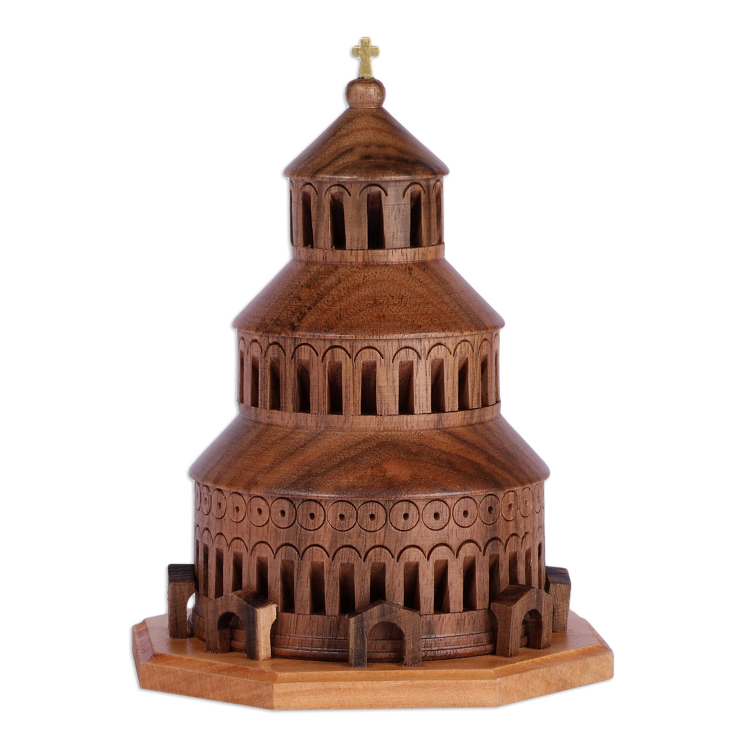 Armenian-Inspired Carved Zvartnots Cathedral Wood Sculpture - Zvartnots Cathedral