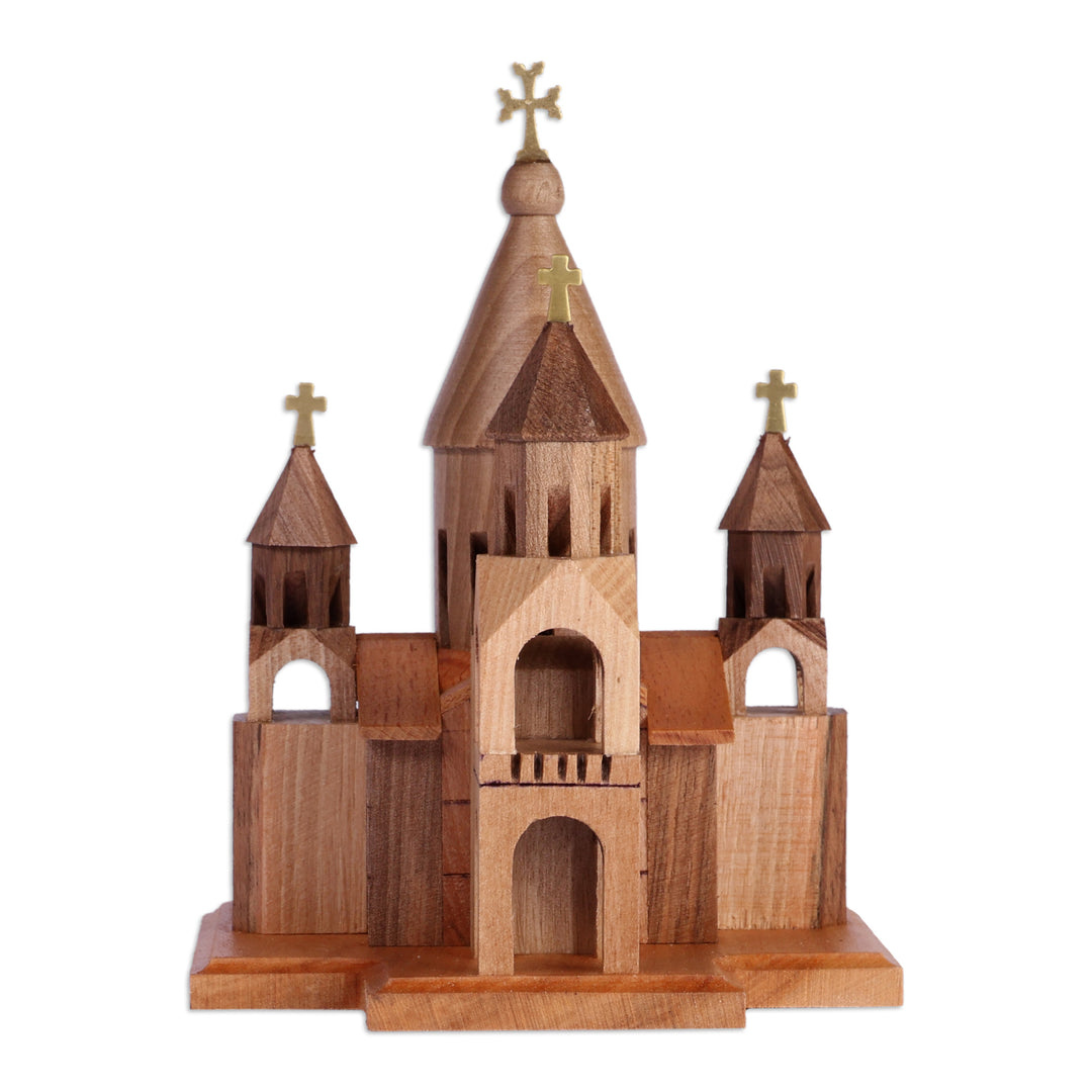 Etchmiadzin Cathedral Beech Wood Sculpture Carved in Armenia - Etchmiadzin Cathedral