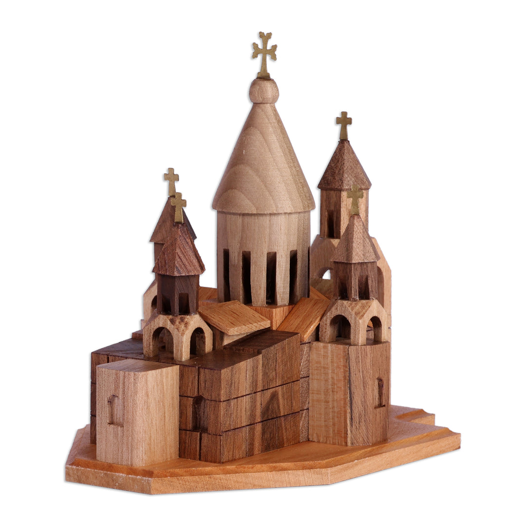Etchmiadzin Cathedral Beech Wood Sculpture Carved in Armenia - Etchmiadzin Cathedral