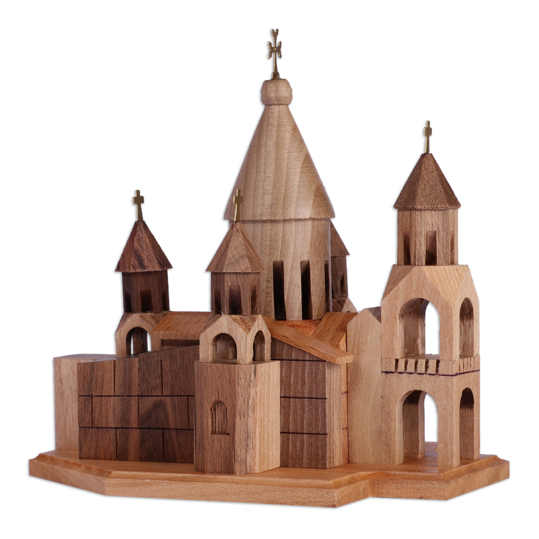 Etchmiadzin Cathedral Beech Wood Sculpture Carved in Armenia - Etchmiadzin Cathedral