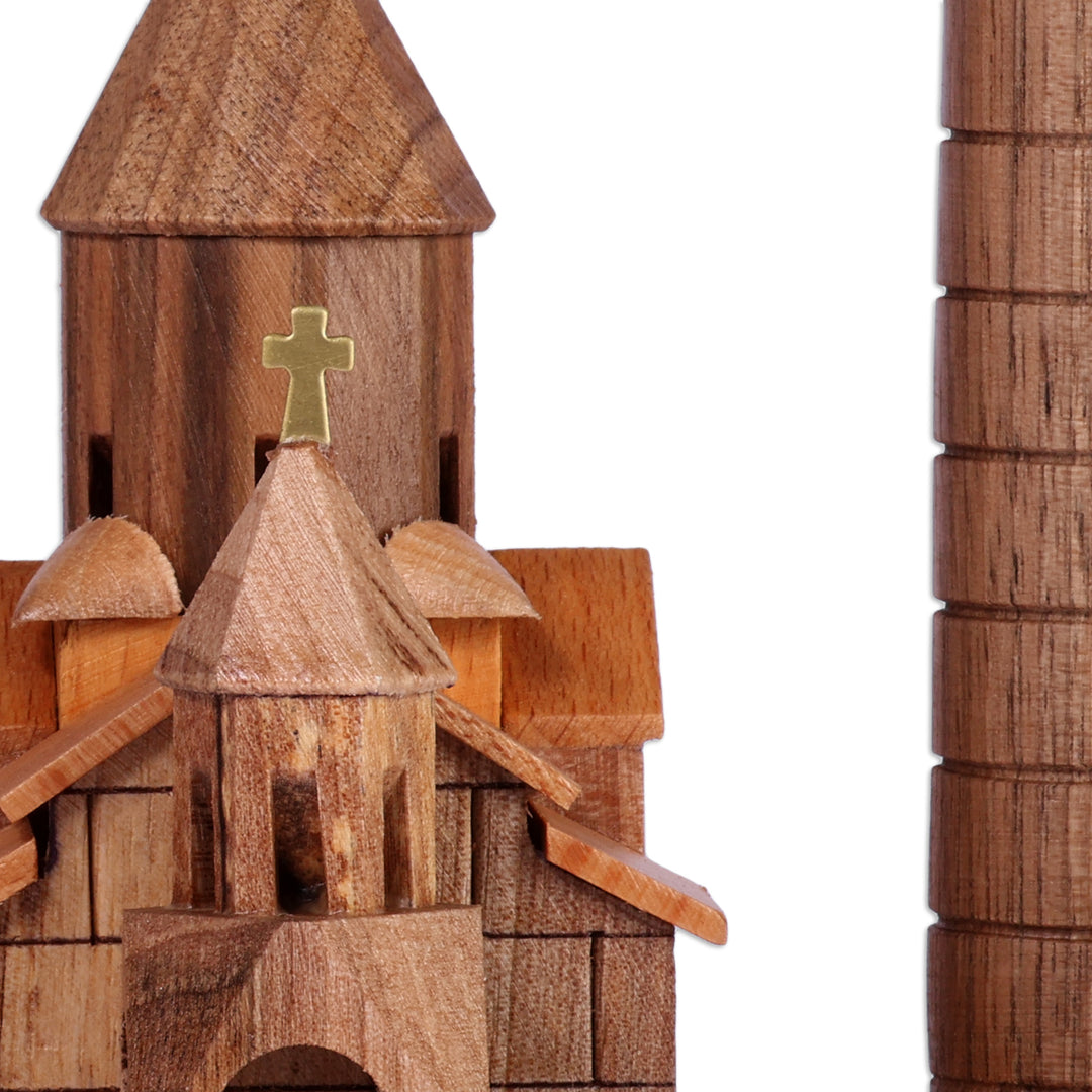 Armenian Arch and Khor Virap Monastery Beech Wood Sculpture - Khor Virap Monastery with Arch