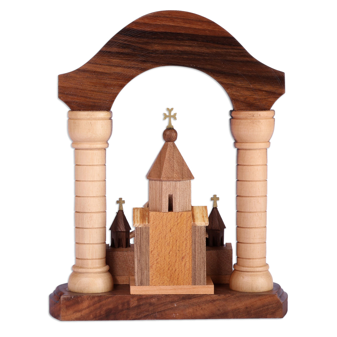 Artisan Handmade Arch and Saint Gayane Church Wood Sculpture - Saint Gayane Church with Arch