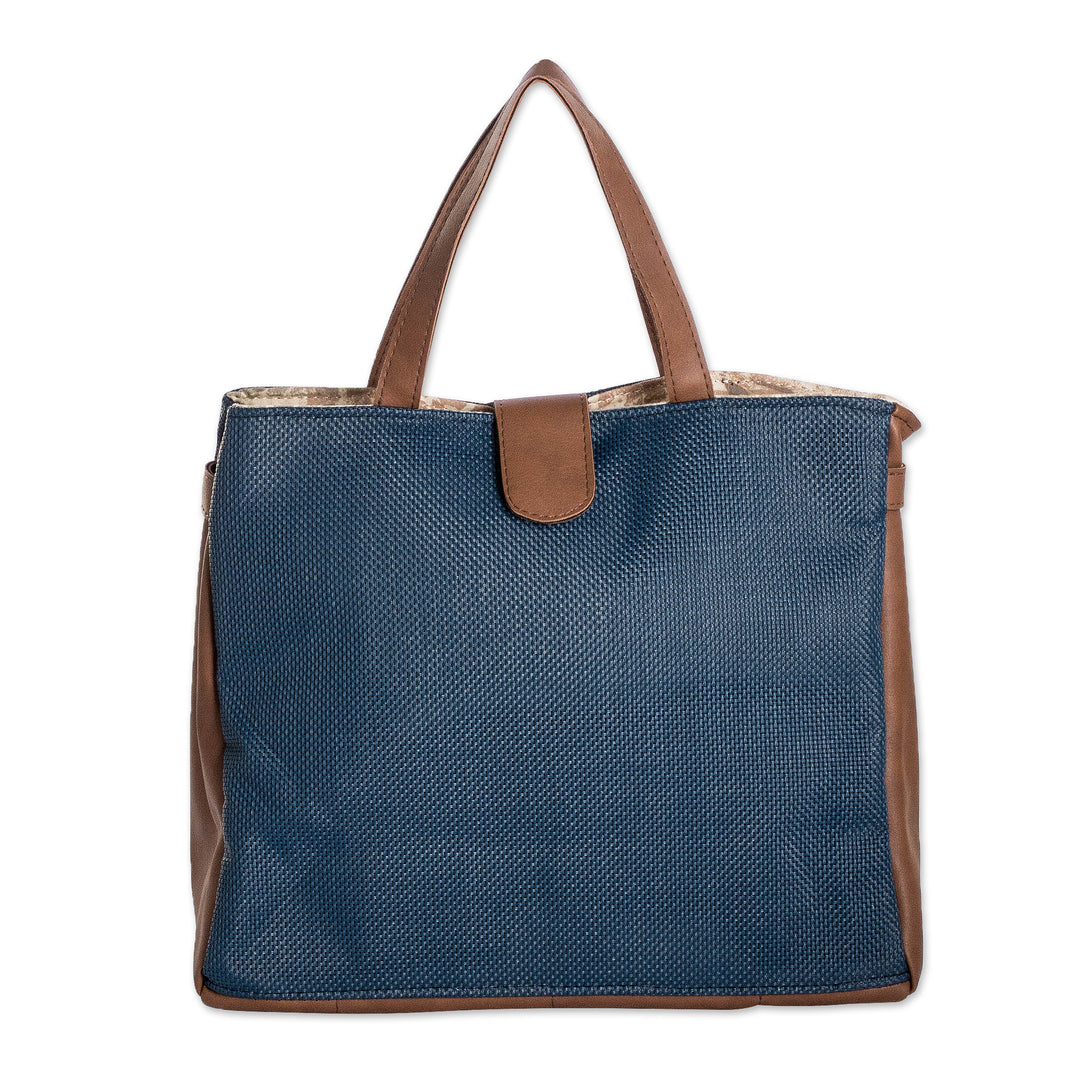Fair Trade Faux Leather-Accented Handbag from Costa Rica - Mahogany Promenade
