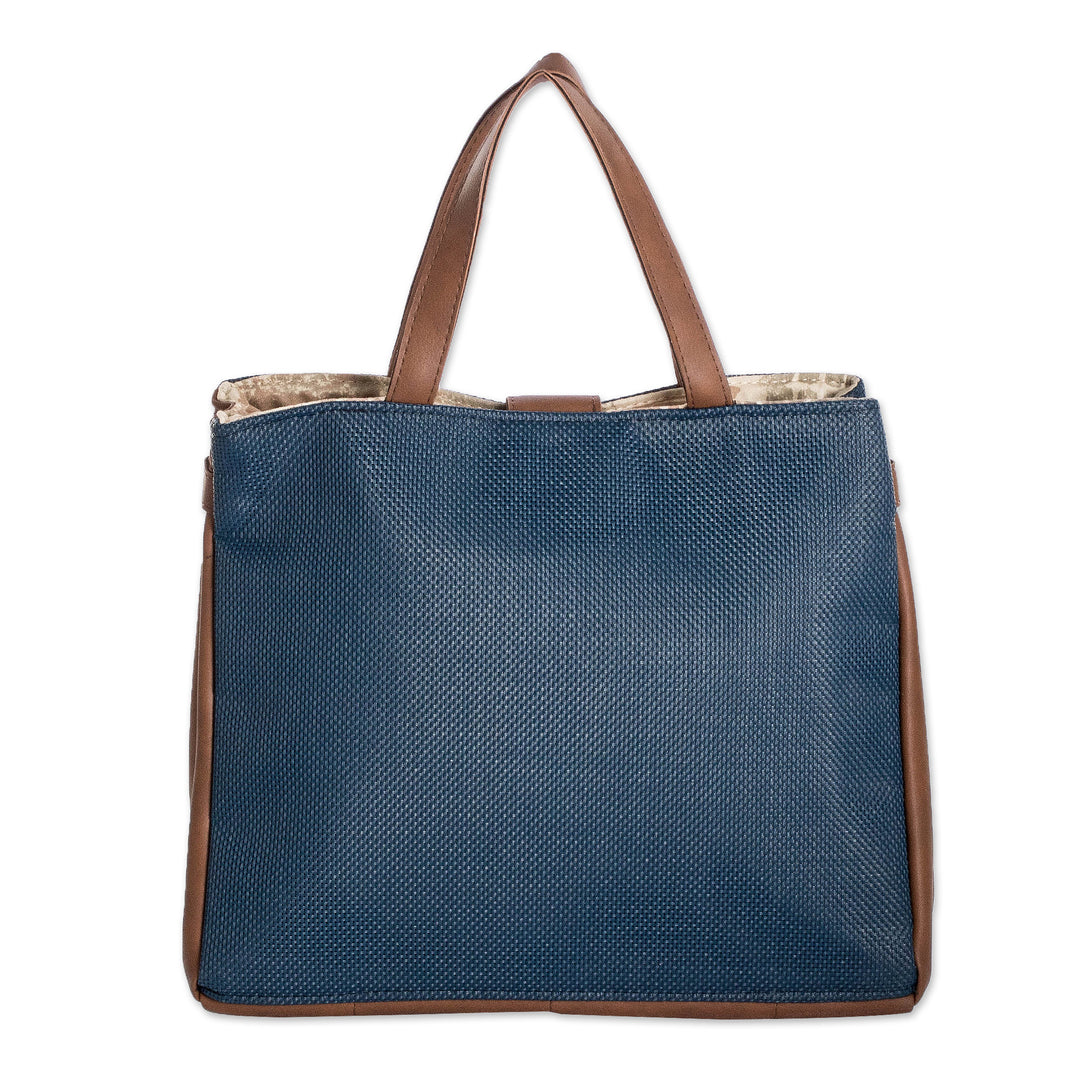 Fair Trade Faux Leather-Accented Handbag from Costa Rica - Mahogany Promenade