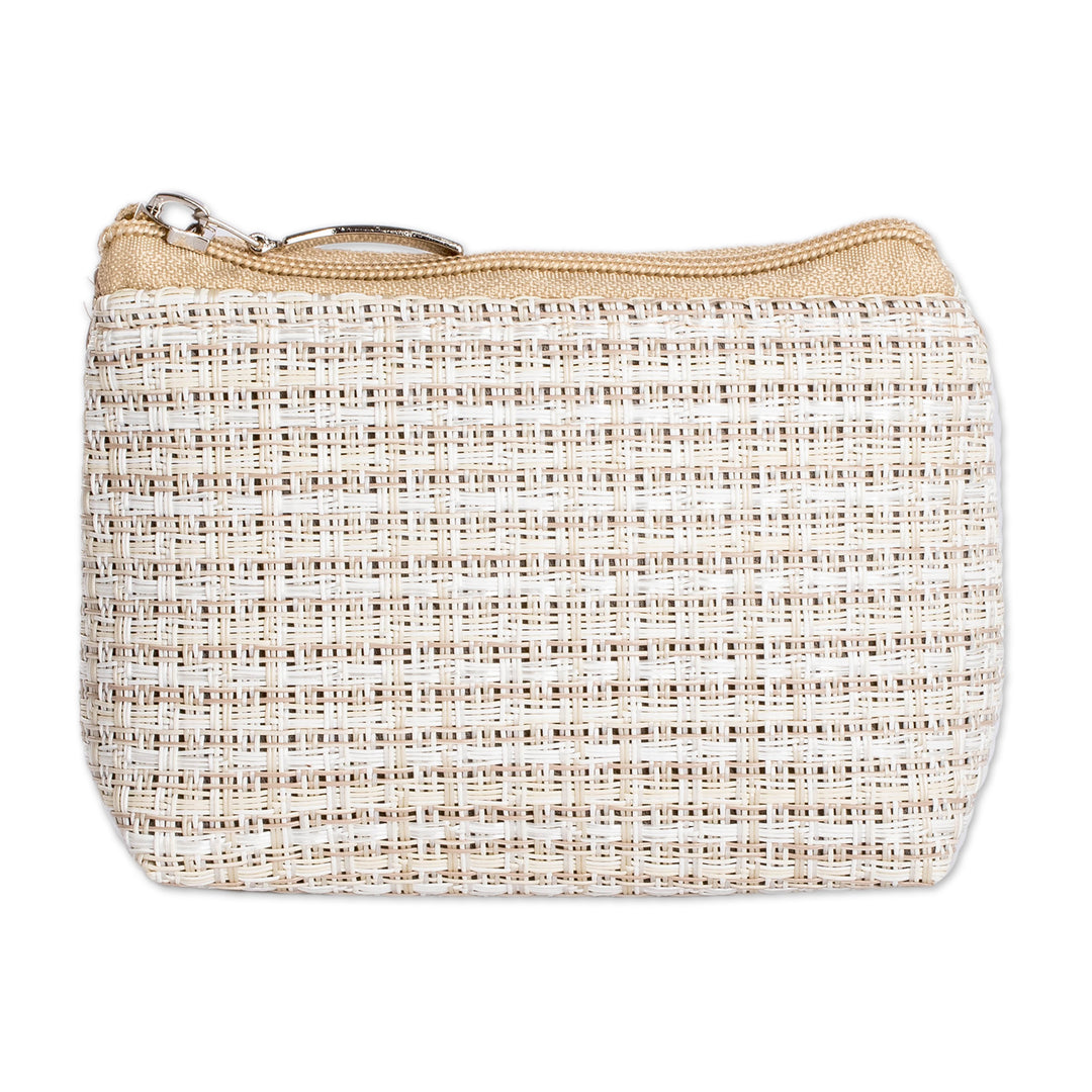 Costa Rican-Made Ecru Beige Coin Purse with Zipper Closure - Ecru Occasion