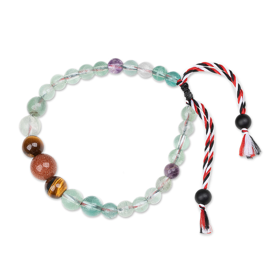 Yoga Tridatu Multi-Gemstone Beaded Pendant Bracelet for Men - Tridatu Life Force