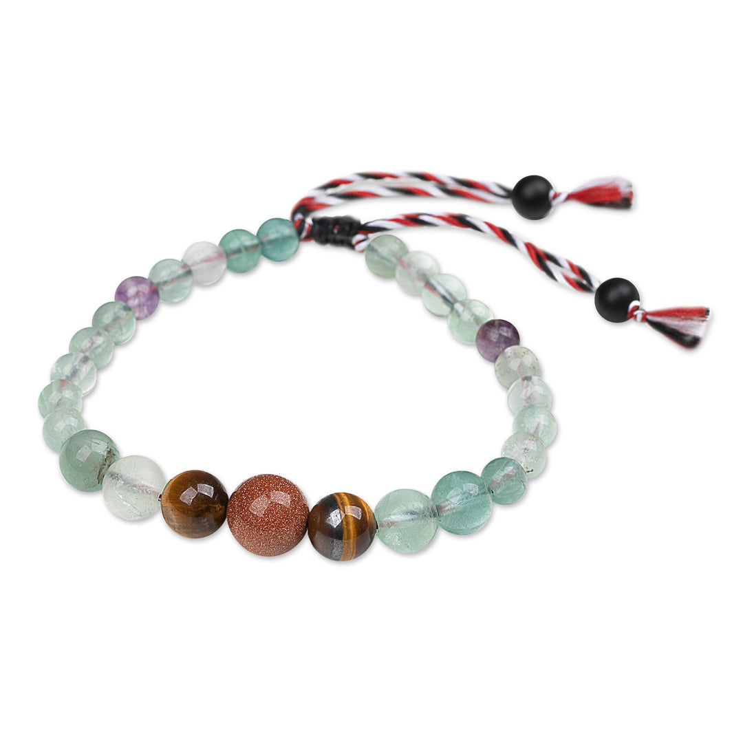 Yoga Tridatu Multi-Gemstone Beaded Pendant Bracelet for Men - Tridatu Life Force