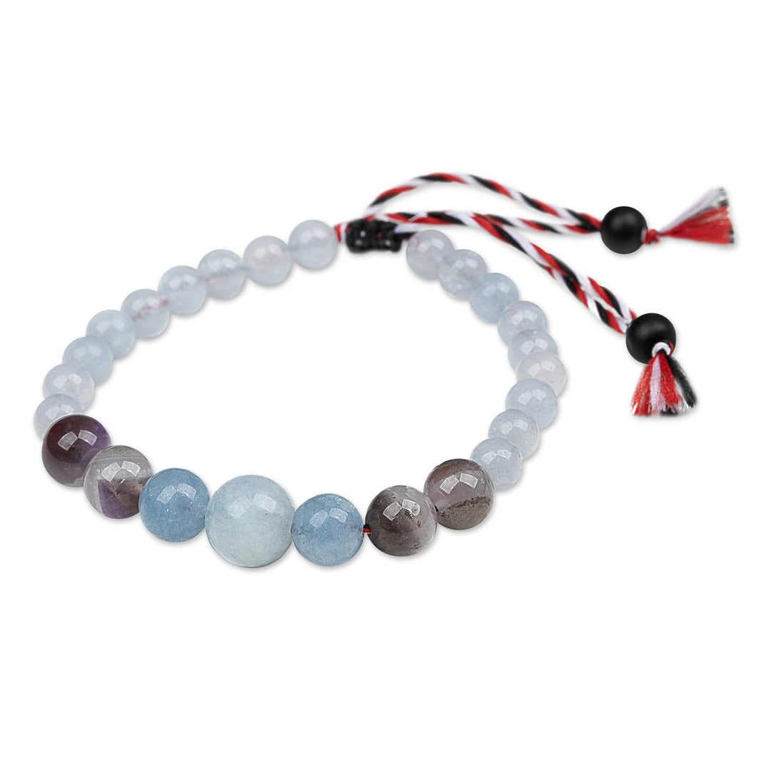 Blue Men's Yoga Tridatu Multi-Gemstone Pendant Bracelet - Tridatu Purity