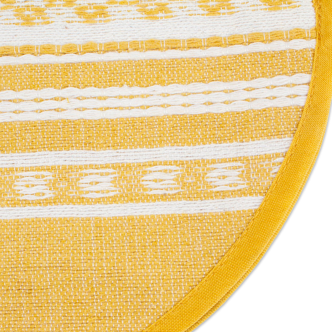 Classic-Patterned Yellow and Ivory Cotton Tortilla Warmer - Warmer in Yellow