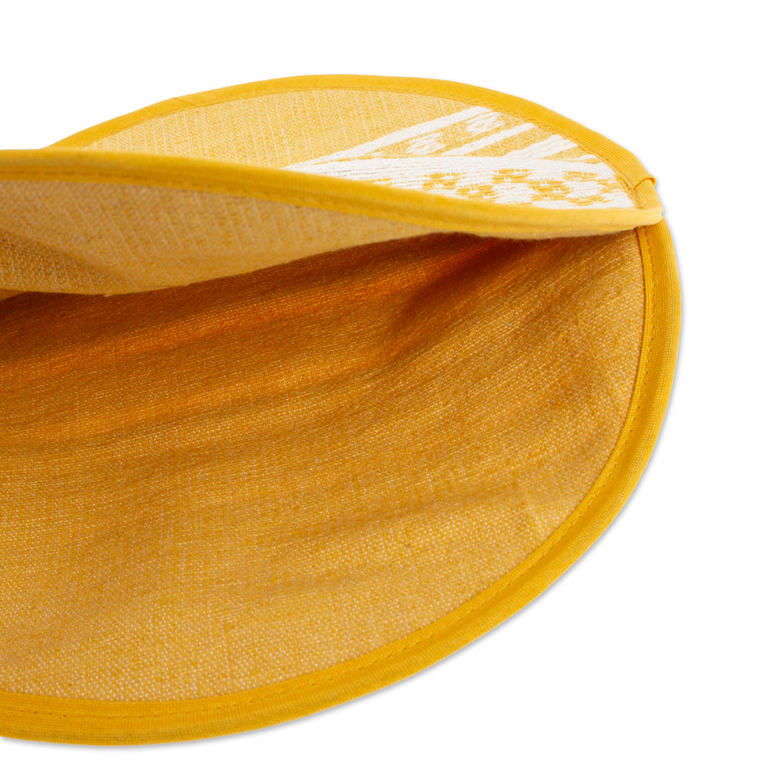 Classic-Patterned Yellow and Ivory Cotton Tortilla Warmer - Warmer in Yellow