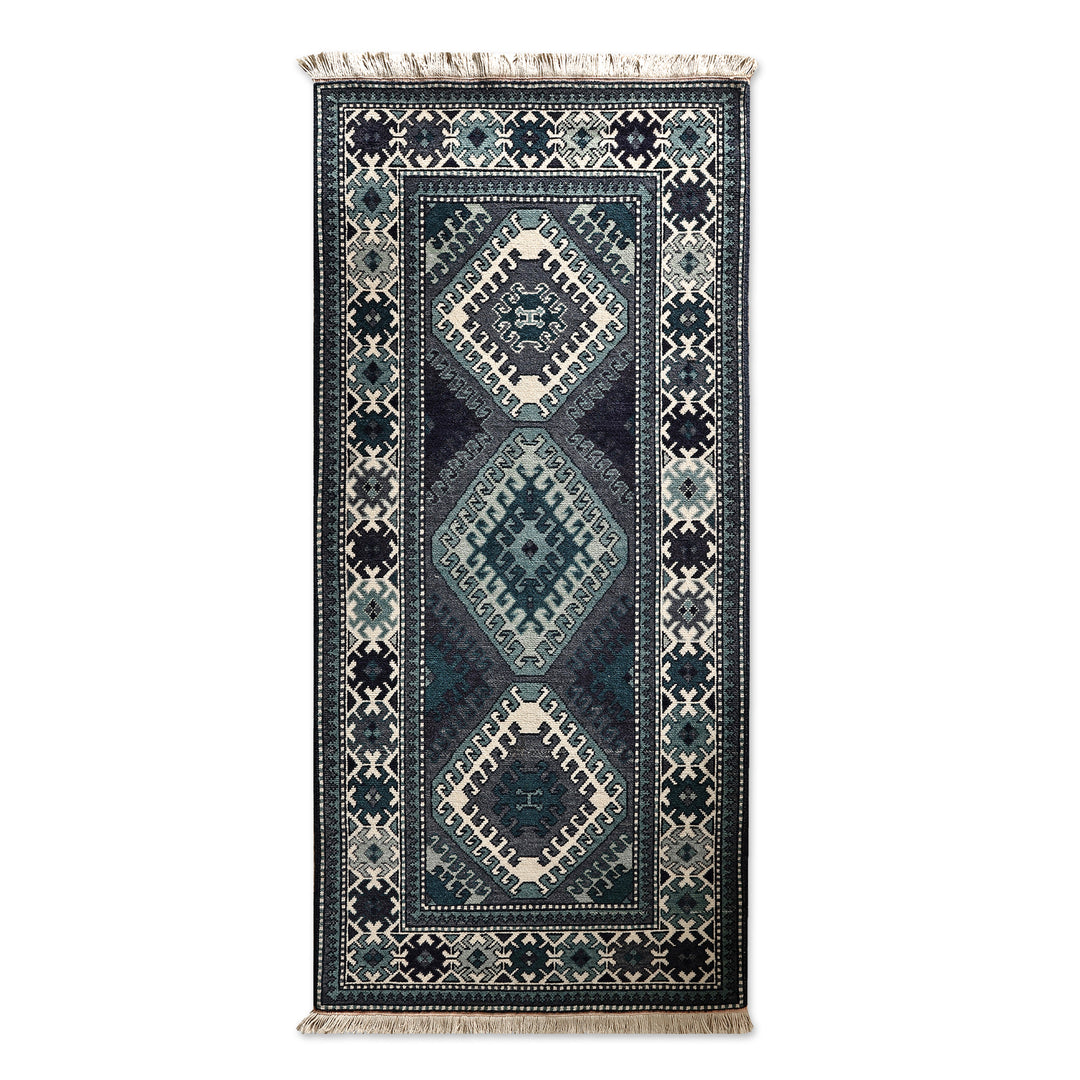 Armenian Handmade Blue and Teal Vishapagorg Wool Rug (3x6) - Heritage in Blue