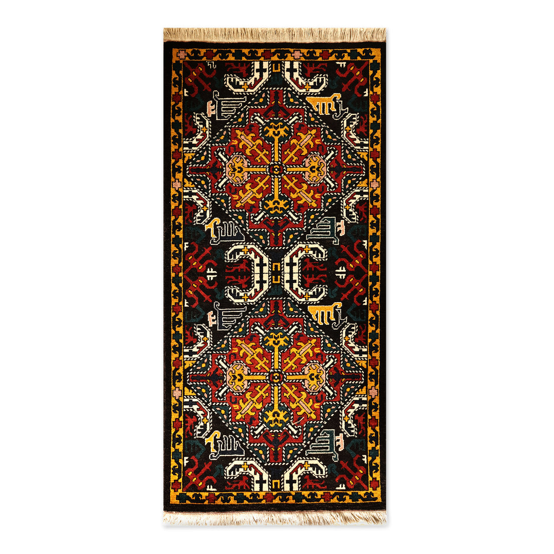 Traditional Armenian Handmade Vishapagorg Wool Rug (2.5x6) - Regal Flames