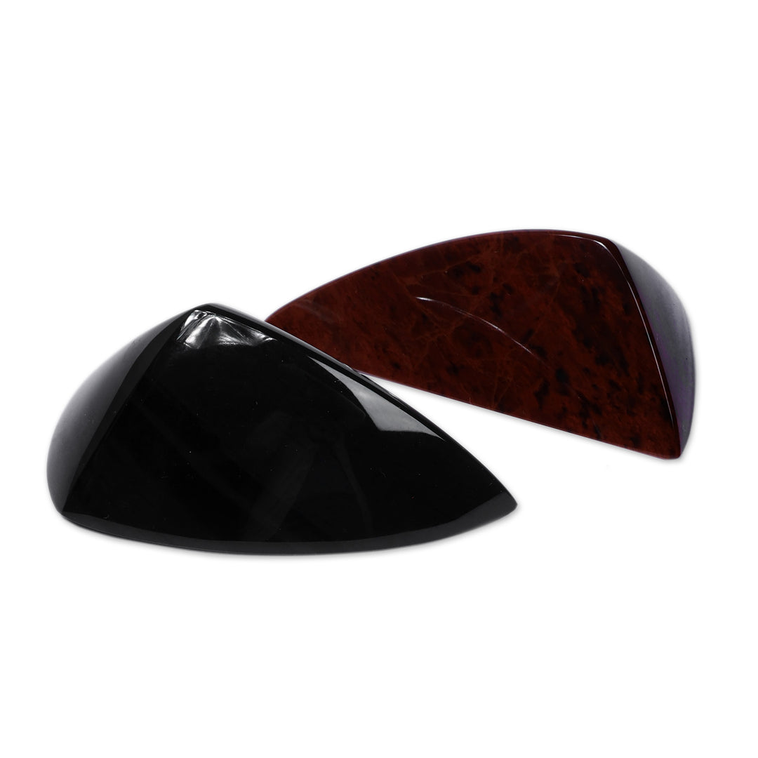 Fair Trade 2-Piece Black and Brown Obsidian Figurine Set - Precious Powers