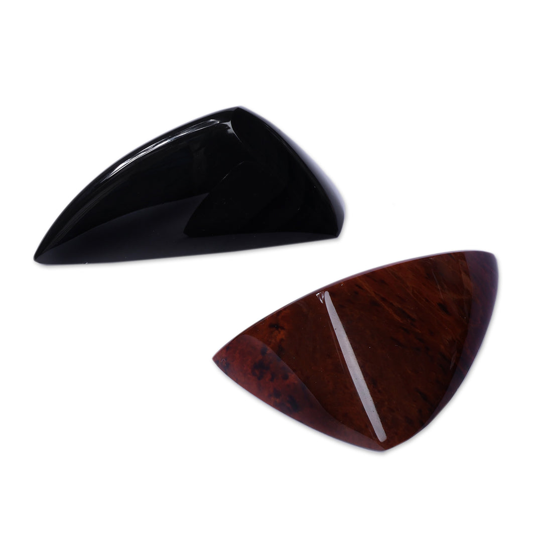 Fair Trade 2-Piece Black and Brown Obsidian Figurine Set - Precious Powers