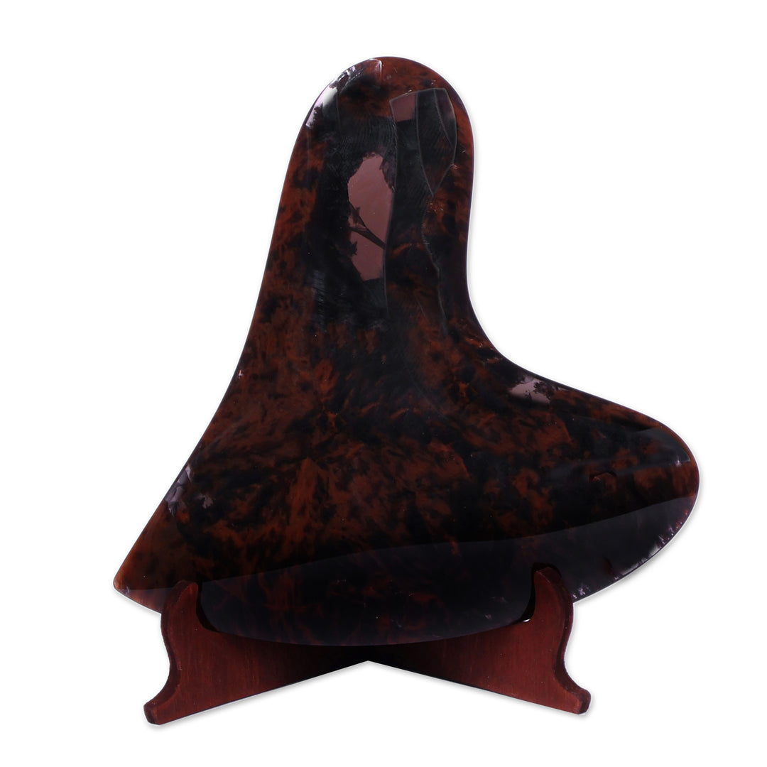 Artisan-Made Heart-Shaped Black and Brown Obsidian Sculpture - Genuine Passion