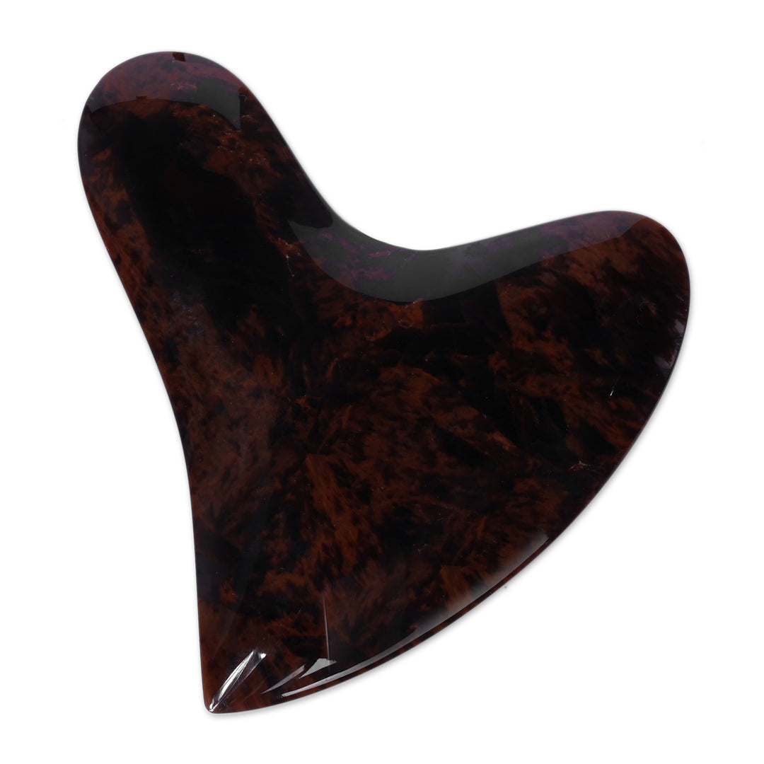 Artisan-Made Heart-Shaped Black and Brown Obsidian Sculpture - Genuine Passion