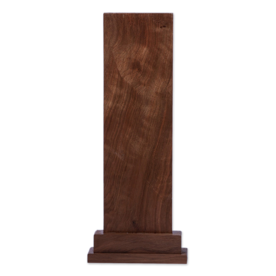 Traditional Hand-Carved Khachkar Stele Walnut Wood Sculpture - Khachkar Spirit