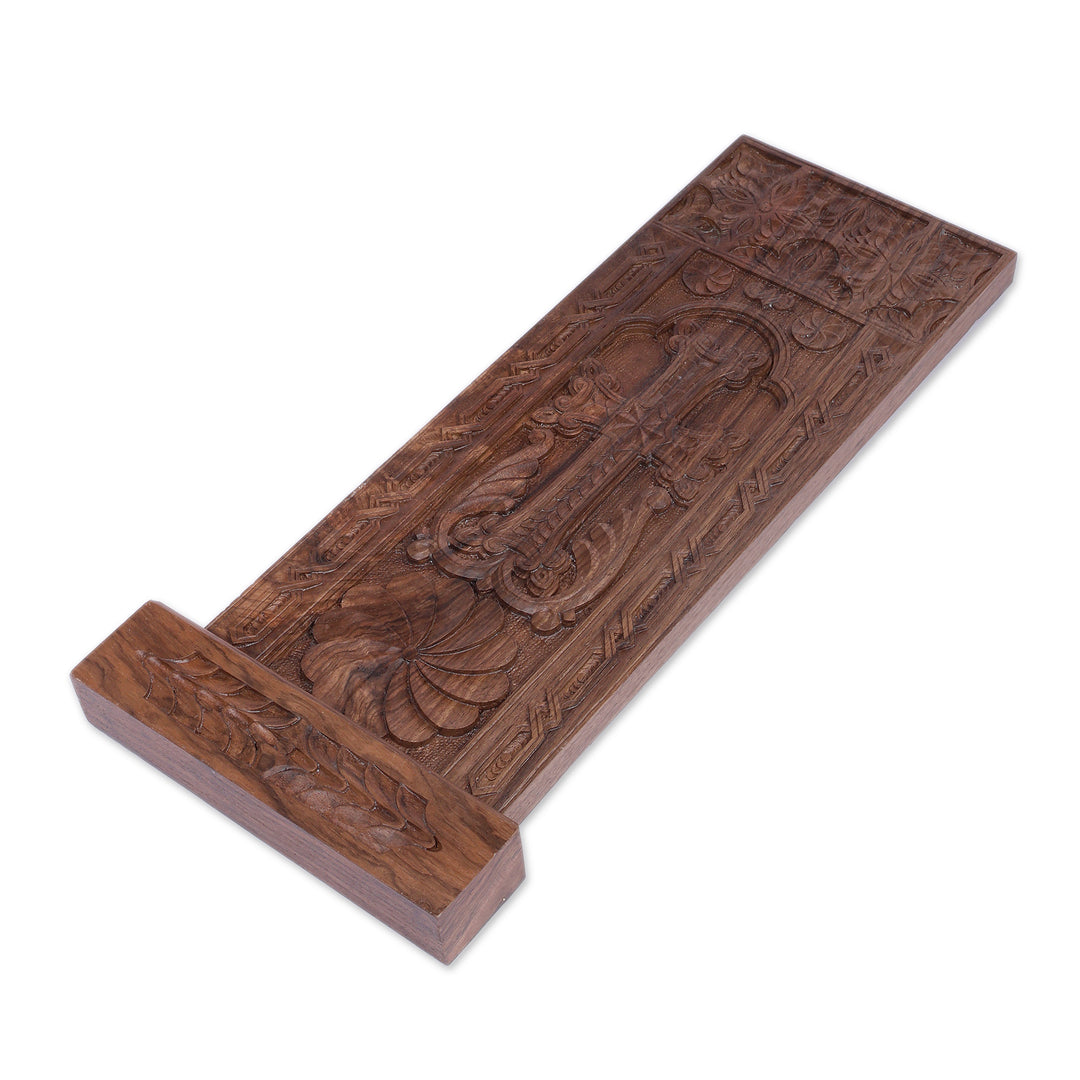 Traditional Handmade Khachkar Cross Walnut Wood Wall Accent - Khachkar of Devotion