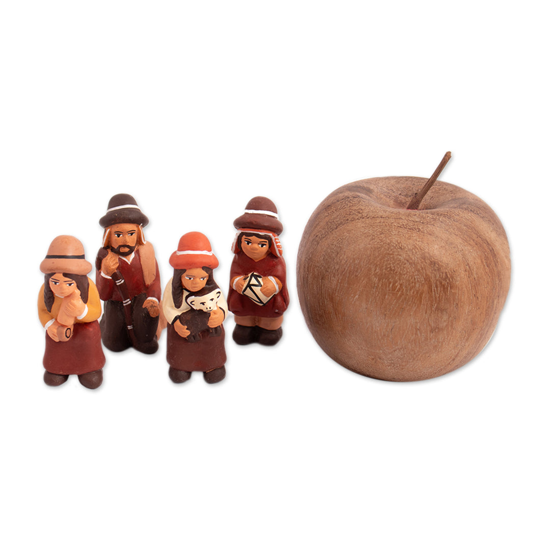 Hand-Painted Andean-Themed 4-Piece Ceramic Figurine Set - Andean Souls