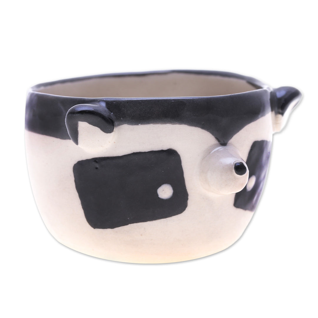 Raccoon-Themed Ceramic Mini Flower Pot and Saucer (Small) - Raccoon Spring