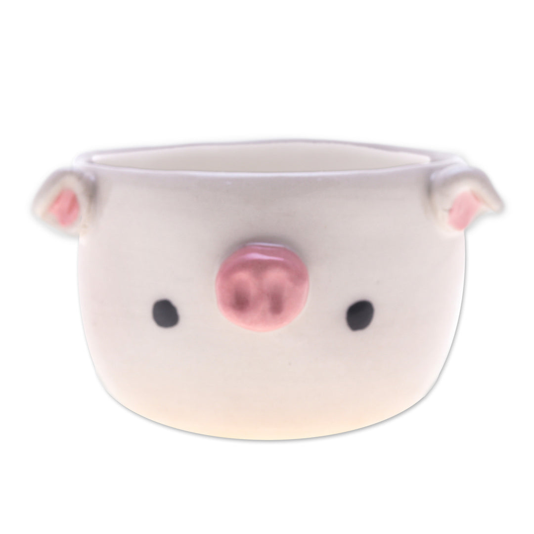 Piglet-Shaped Ceramic Mini Flower Pot and Saucer (Small) - Piglet Spring