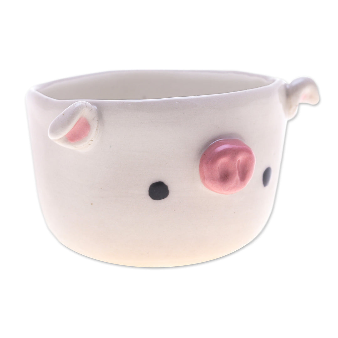 Piglet-Shaped Ceramic Mini Flower Pot and Saucer (Small) - Piglet Spring