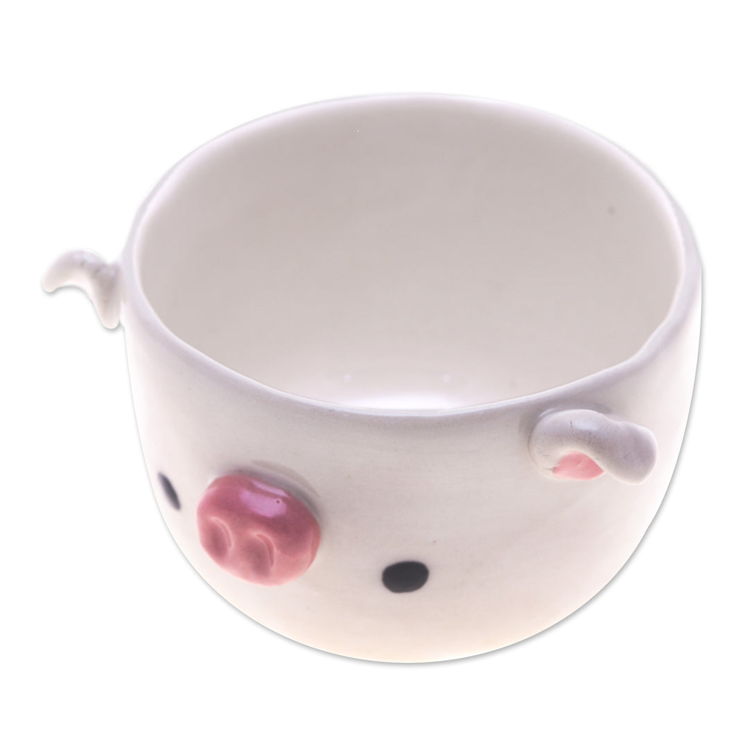 Piglet-Shaped Ceramic Mini Flower Pot and Saucer (Small) - Piglet Spring
