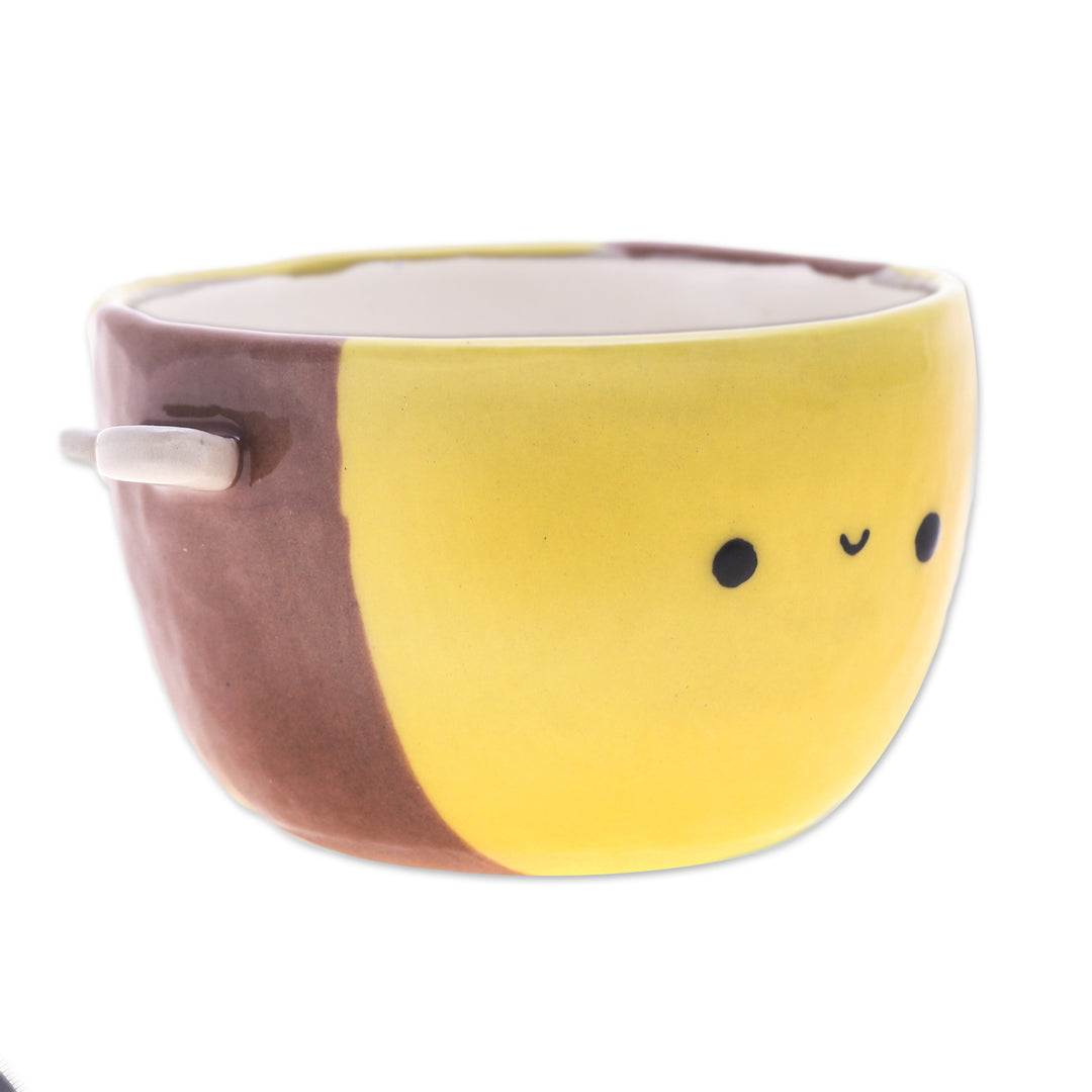 Handmade Bee-Shaped Ceramic Flower Pot and Saucer (Medium) - Bee Epoch