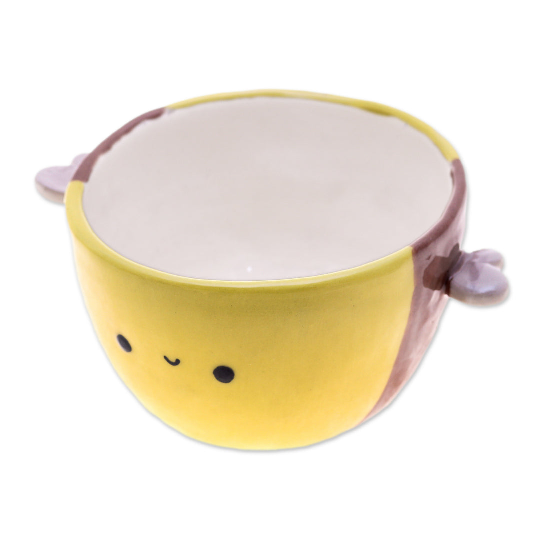 Handmade Bee-Shaped Ceramic Flower Pot and Saucer (Medium) - Bee Epoch