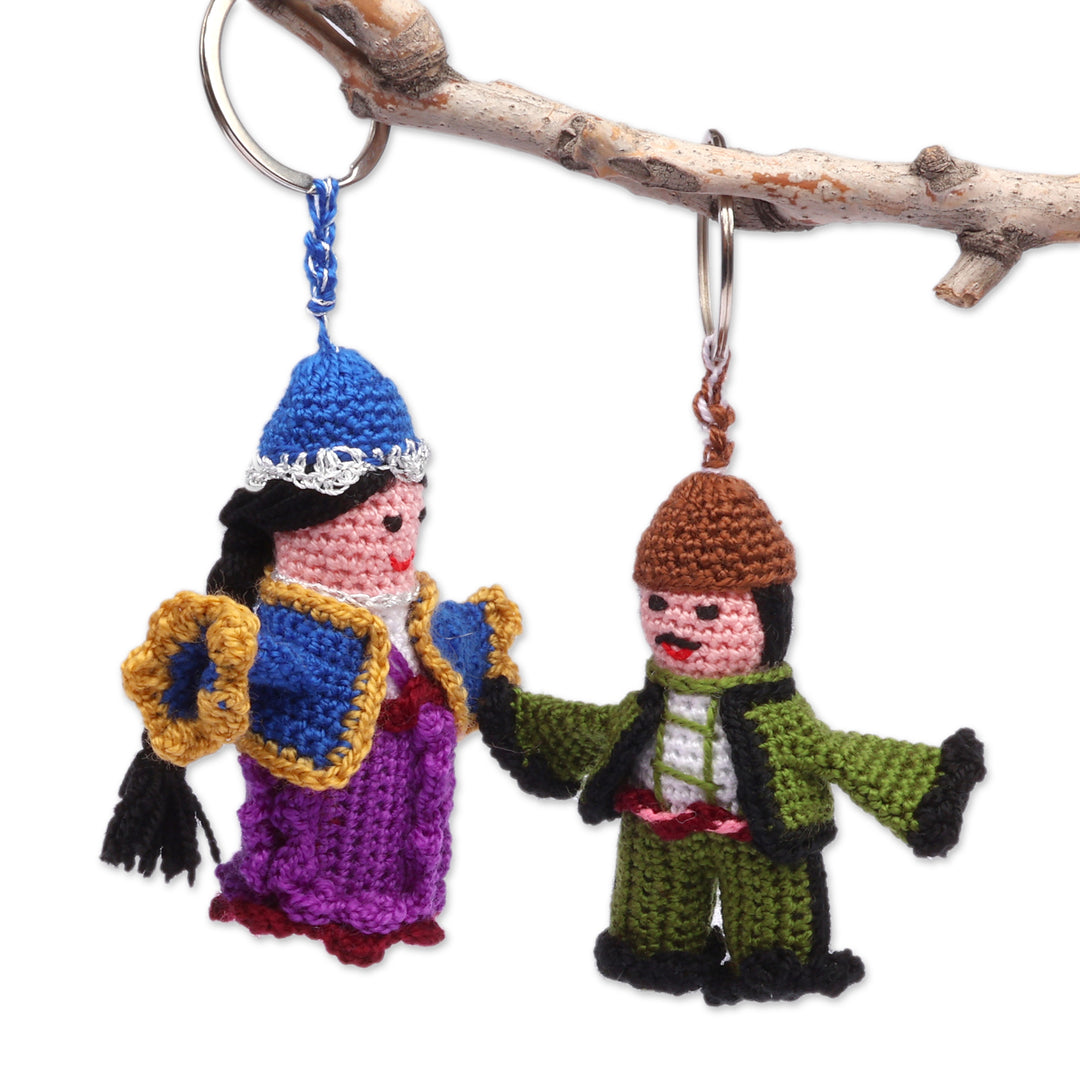 Handcrafted Set of 2 Crocheted Trebizond Cotton Keychains - Trebizond Duo