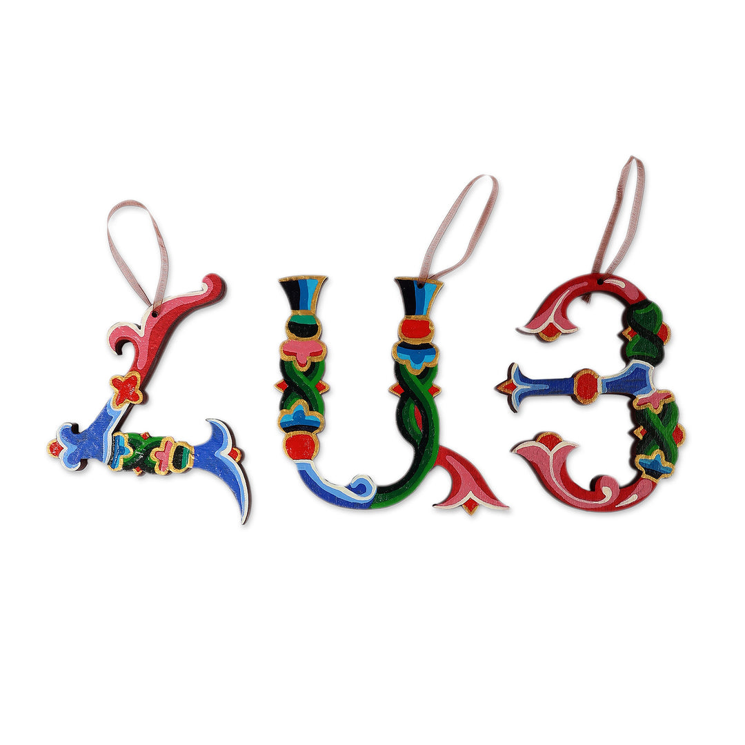 Fair Trade Handmade 3-Piece Armenian Alphabet Ornament Set - Armenian Folk