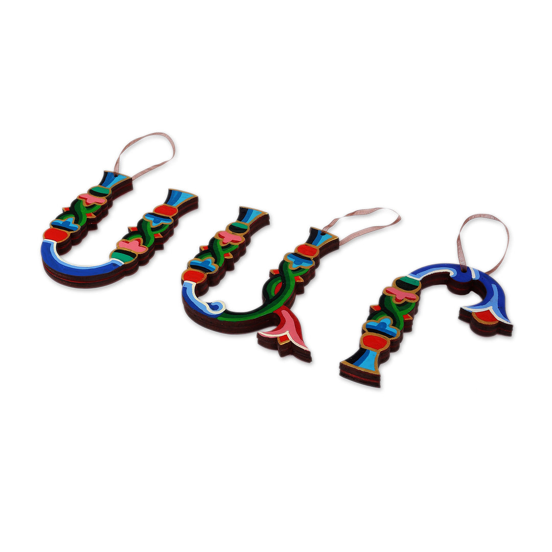 Artisan-Made 3-Piece Armenian Mountain Alphabet Ornament Set - Armenian Nature