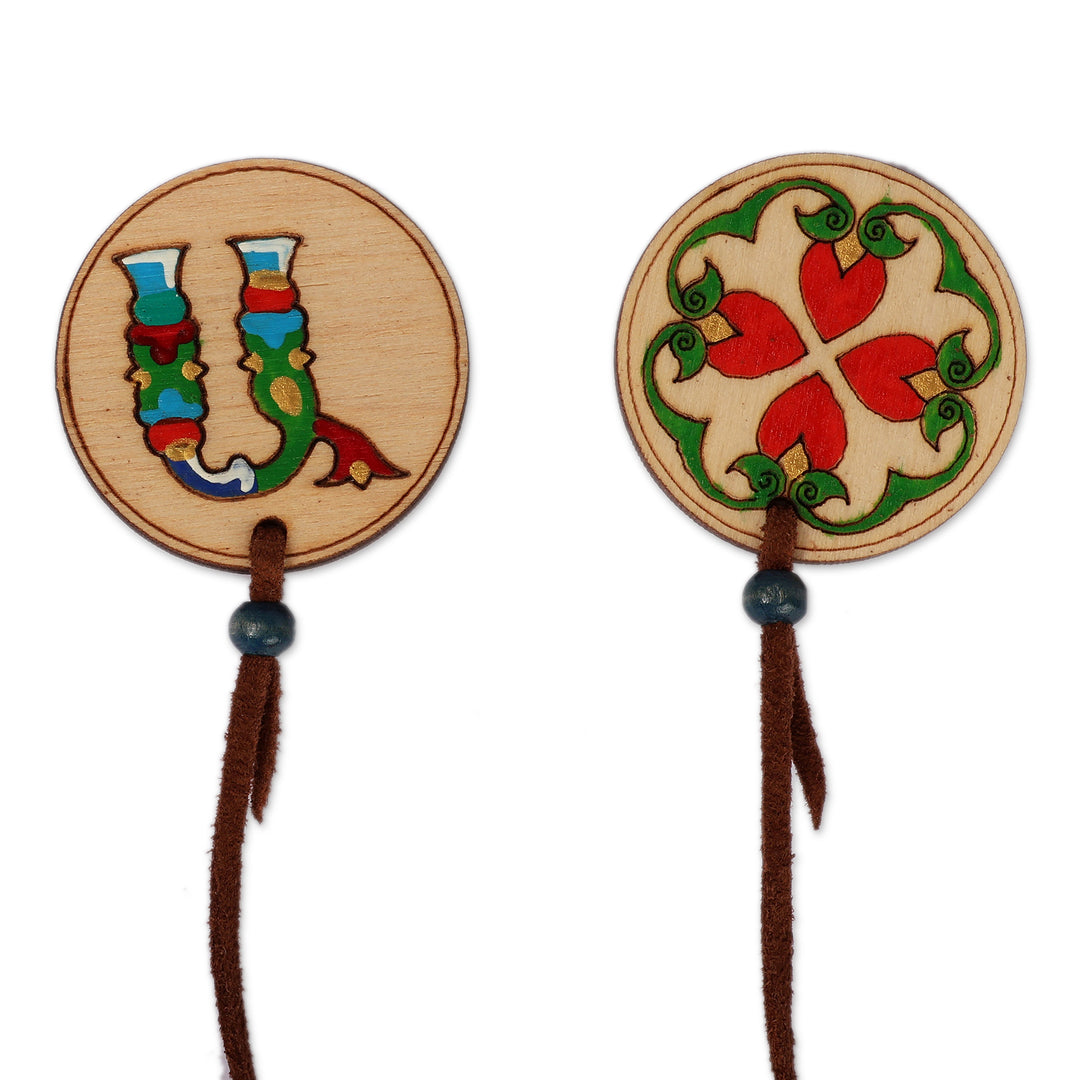 Set of 2 Armenian Letter A and Regal Bloom Wood Bookmarks - Spring A