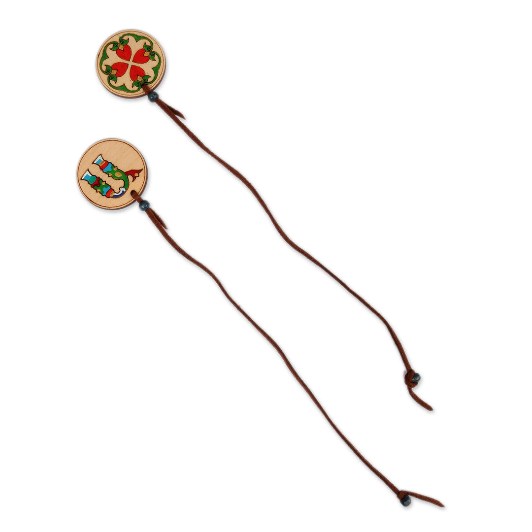 Set of 2 Armenian Letter A and Regal Bloom Wood Bookmarks - Spring A