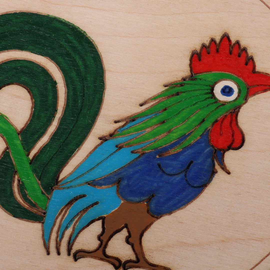 Set of 3 Hand-Painted Folk Art Bird-Themed Wood Ornaments - Folk Art Birds